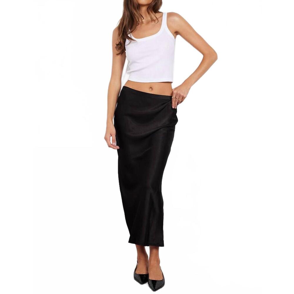 NEW BOBI bias cut maxi skirt in black